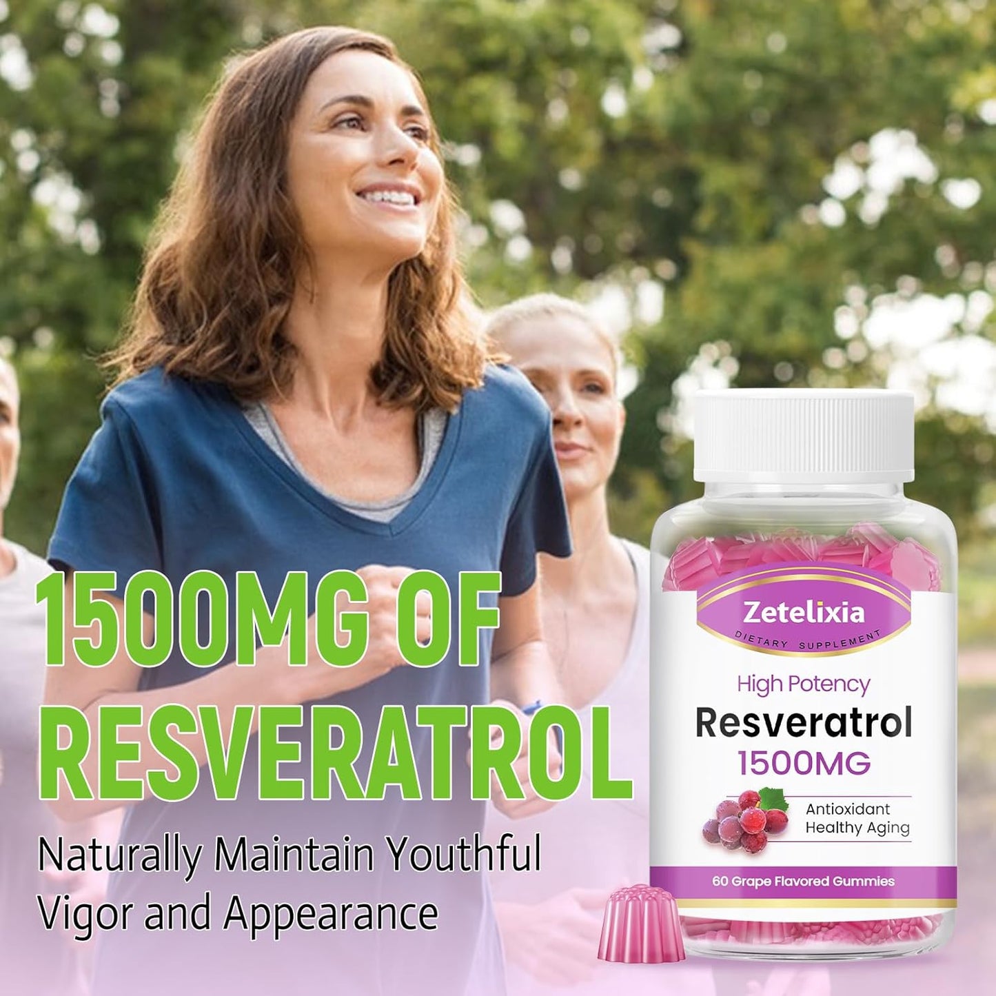 Organic Sugar-Free Resveratrol Gummies - Premium Antioxidant Supplement for Skin, Brain, Healthy Aging - 120 Count - BoostGo Australia