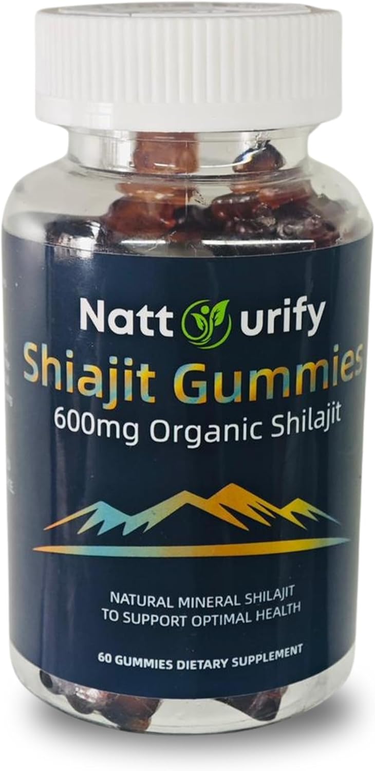 Organic Sugar-Free Shilajit Gummies 600mg - Daily Supplement for Adults - 100% Pure - One-Month Supply (60 Gummies)
