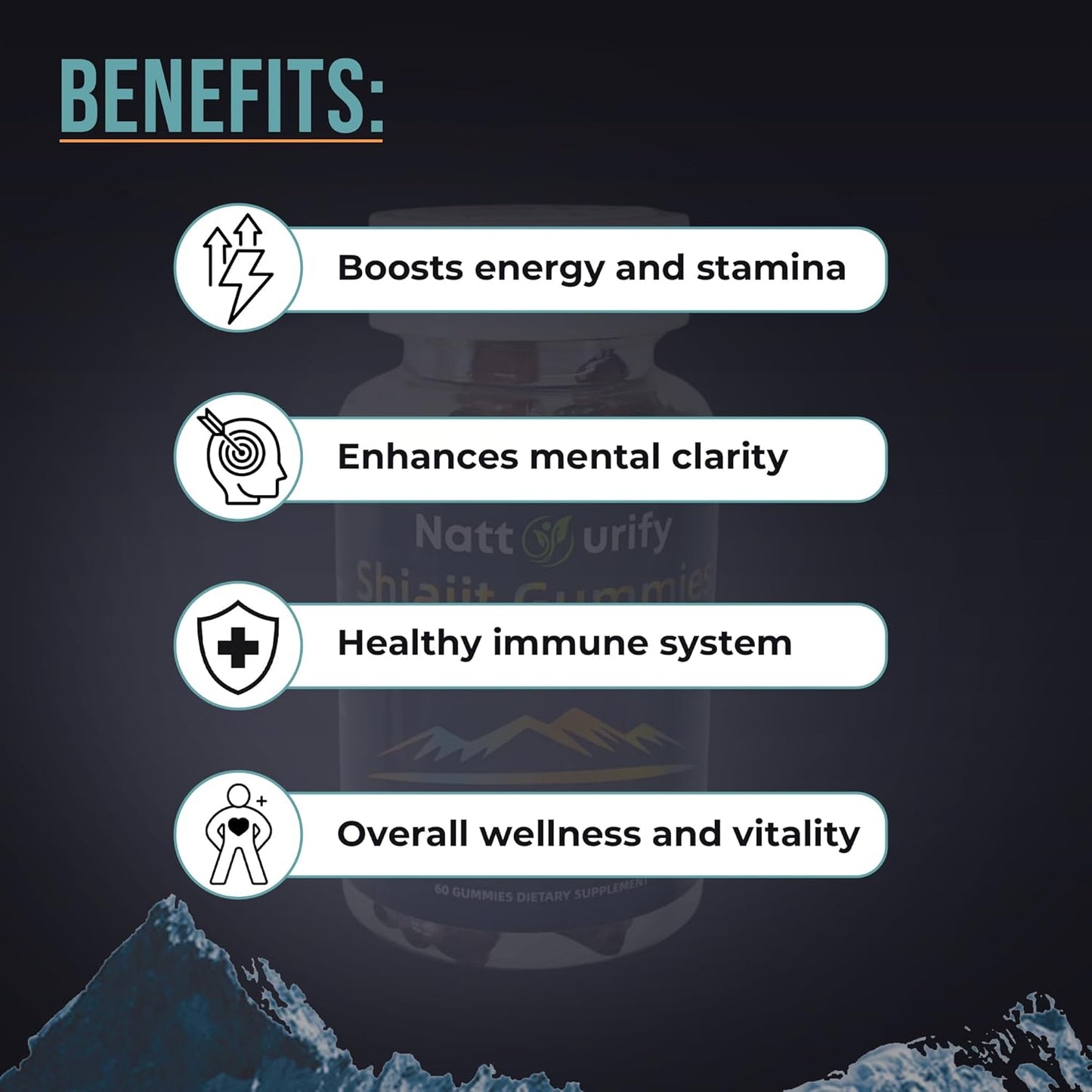Organic Sugar-Free Shilajit Gummies 600mg - Daily Supplement for Adults - 100% Pure - One-Month Supply (60 Gummies)