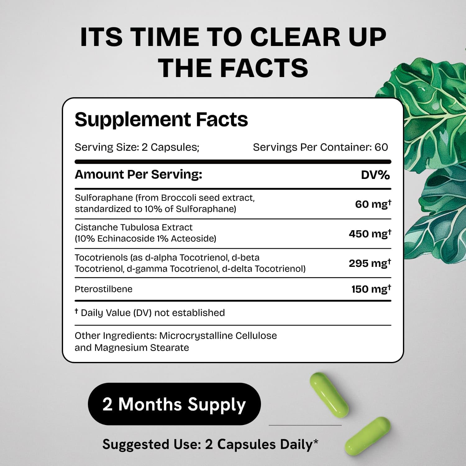 Organic Sulforaphane Supplement with Broccoli Sprouts, Seeds, and Florets - 240 Glucosinolate Pills for Kids and Adults - 2 Pack