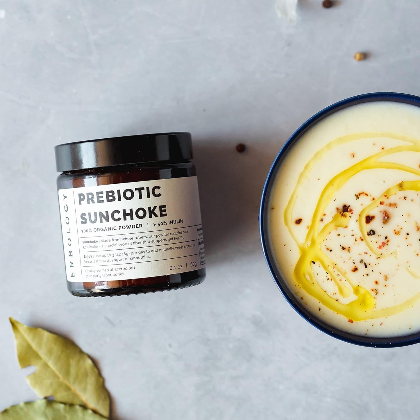 Organic Sunchoke Powder - 2.1 oz - 30 Servings - High Prebiotic Inulin Fiber - Gut Health Support - Diverse Microbiome - Vegan, Gluten-Free, GMO-Free