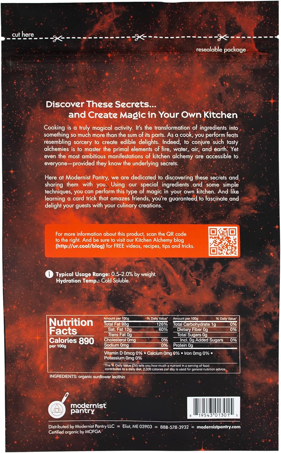 Organic Sunflower Lecithin Powder - Gluten-Free Vegan Certified - 400g/14oz