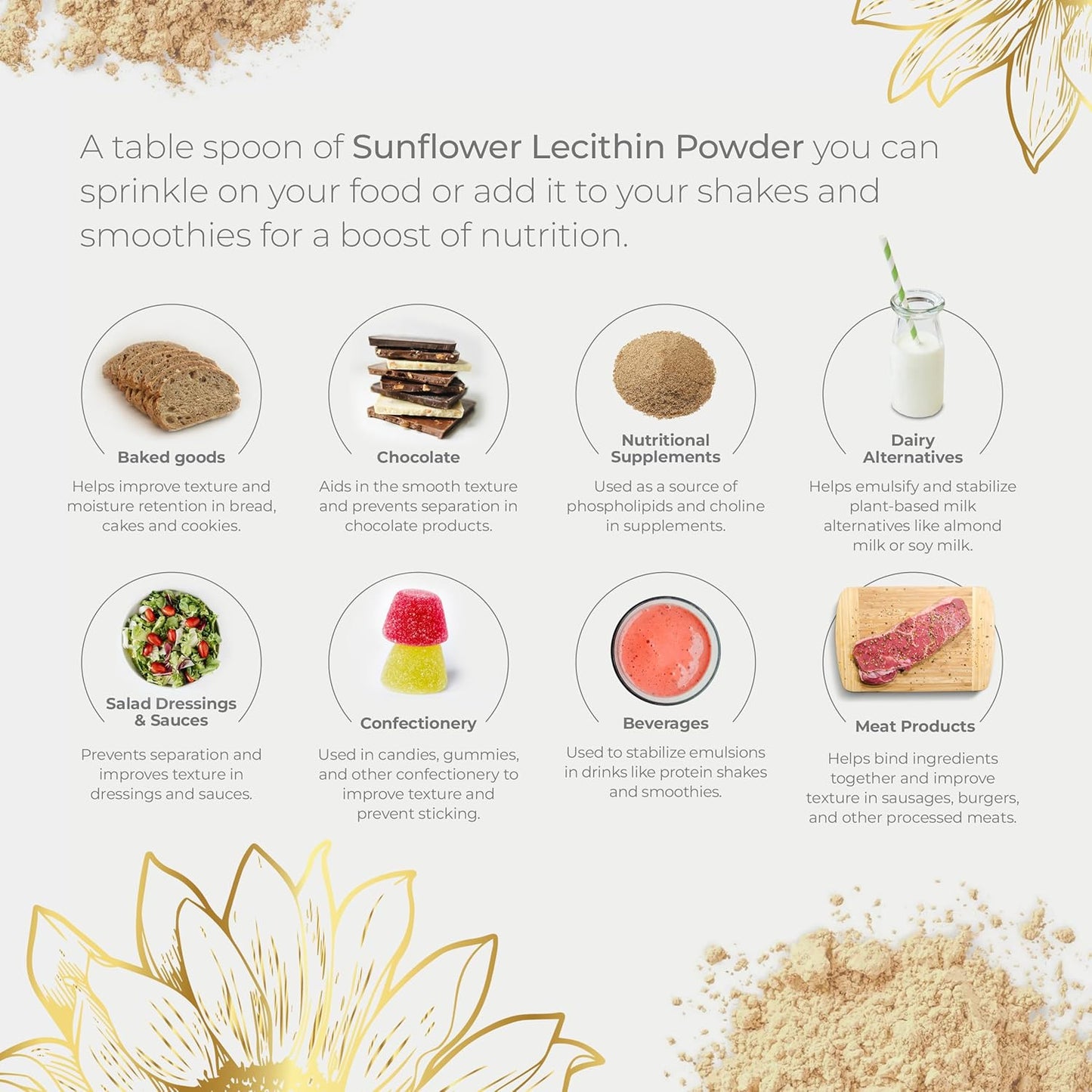 Organic Sunflower Lecithin Powder for Improved Wellness and Nutrition - BoostGo Australia