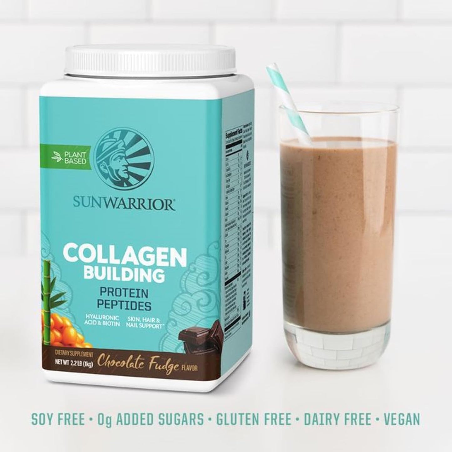Organic Sunwarrior Vegan Collagen & Creatine Powder Bundle - Chocolate & Unflavored - 40 Servings & 60 Servings