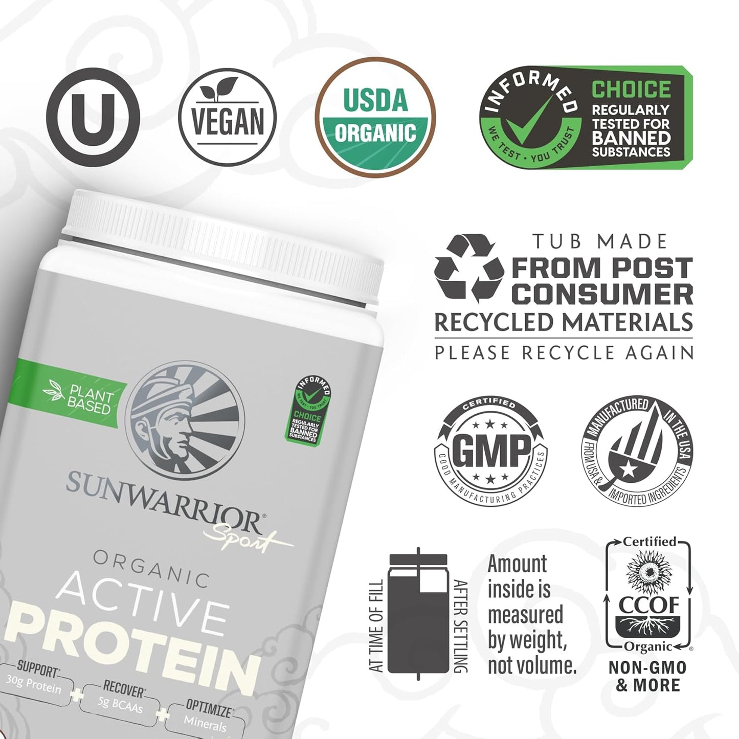 Organic Sunwarrior Vegan Protein Powder Combo: Cake Batter & Unflavored Creatine Monohydrate - 80 Servings