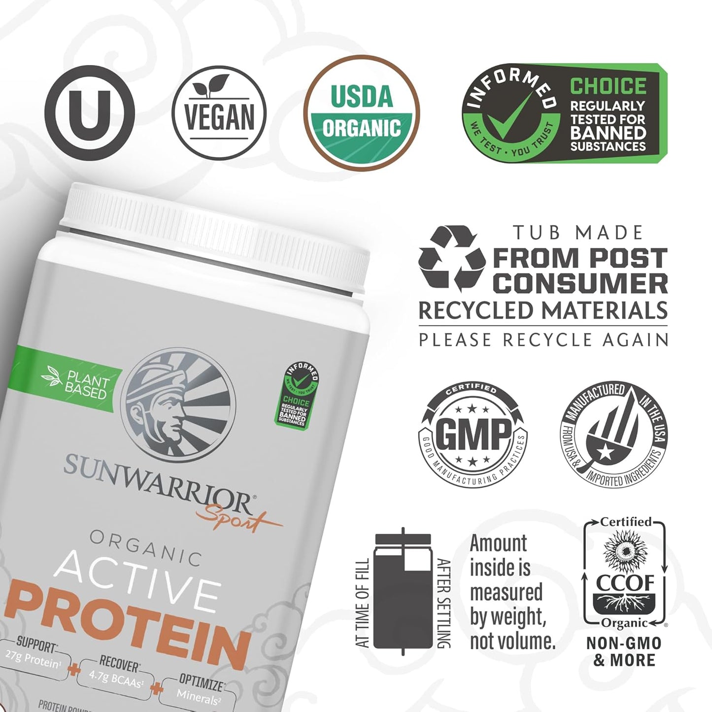 Organic Sunwarrior Vegan Protein Powder Peanut Butter Chocolate Flavor | Plant-Based BCAAs | 27g Protein per Serving | Non-GMO, Gluten-Free, Dairy-Free | Sugar-Free Sport Protein Powder (20 Servings)