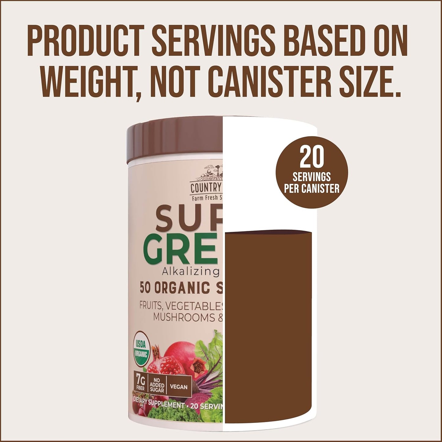 Organic Super Greens Chocolate Drink Mix with 50 Superfoods, Mushrooms, and Probiotics for Energy - 40 Servings, 10.6 Oz (2 Pack)