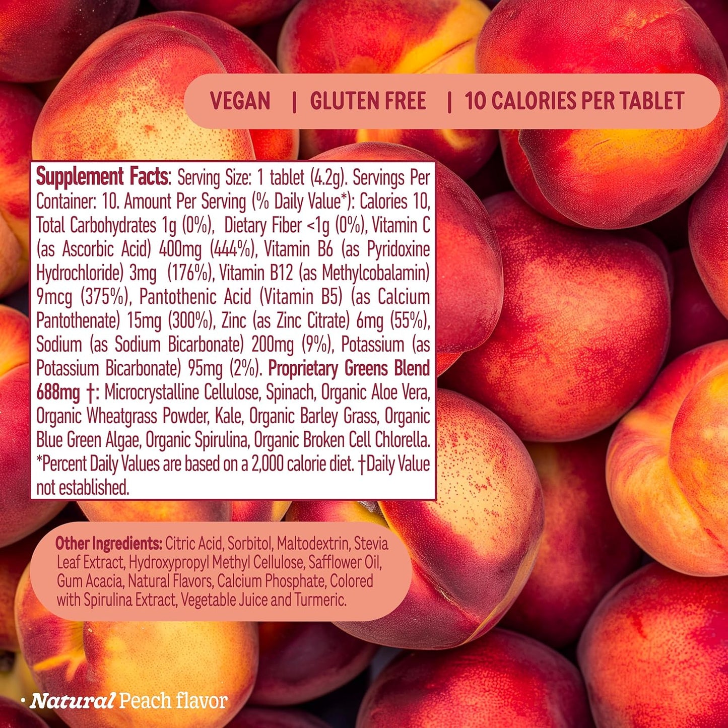 Organic Super Greens Effervescent Tablets with Aloe Vera, Spirulina, Chlorella - Boost Metabolism, Immunity, and Focus - 10 Servings