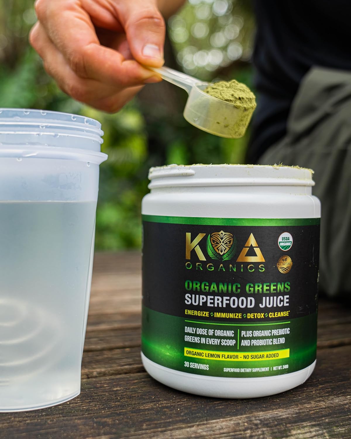 Organic Super Greens Juice Powder with Spirulina, Chlorella, Matcha, Wheat Grass, Enzymes & Probiotics - Lemon Flavor - USDA Certified - 30 Servings