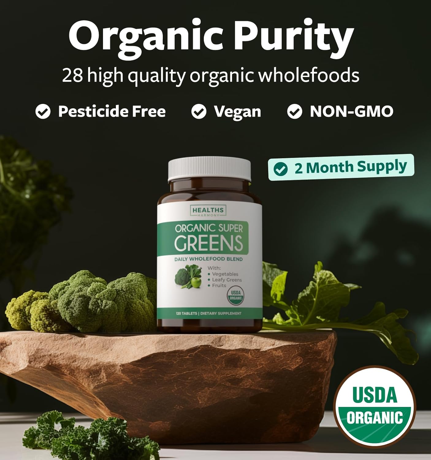 Organic Super Greens Powder & Black Seed Oil Bundle - Complete Superfood & Cold-Pressed Nigeilla Sativa (2-Month Supply)