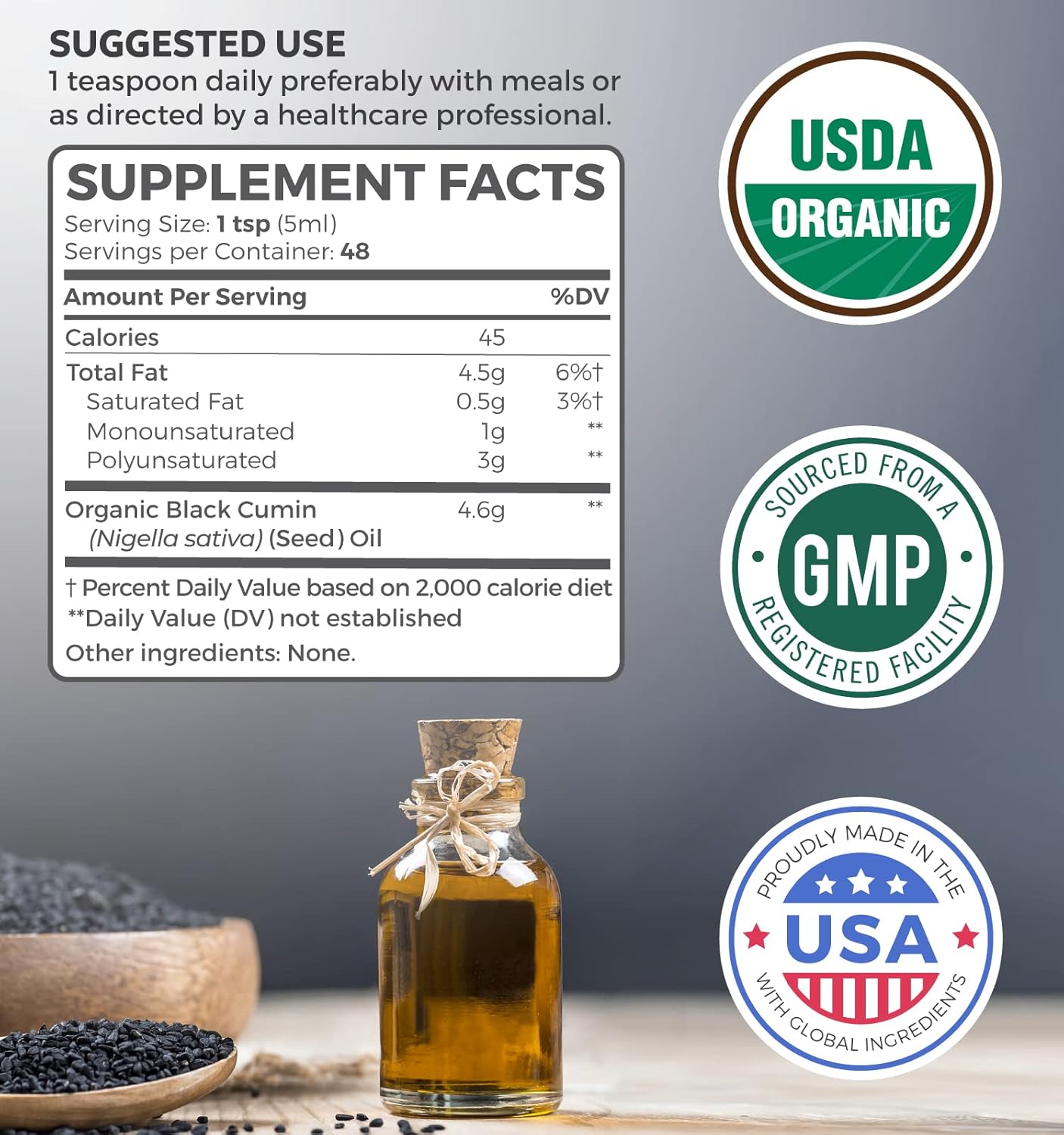 Organic Super Greens Powder & Black Seed Oil Bundle - 3-Month Supply of Herbal Oil Blend - Complete Superfood Capsules & Cold Pressed Liquid