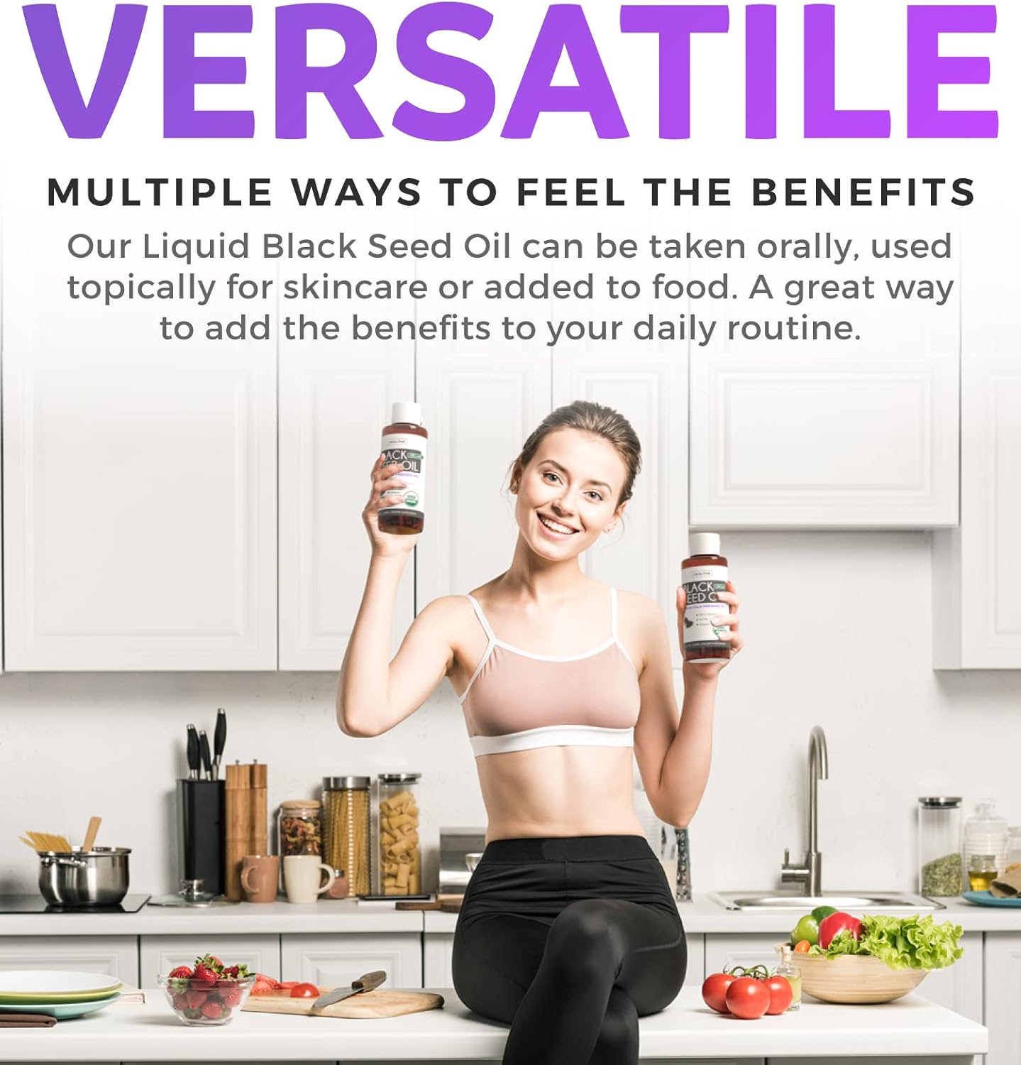 Organic Super Greens Powder & Black Seed Oil Bundle - 3-Month Supply of Herbal Oil Blend - Complete Superfood Capsules & Cold Pressed Liquid