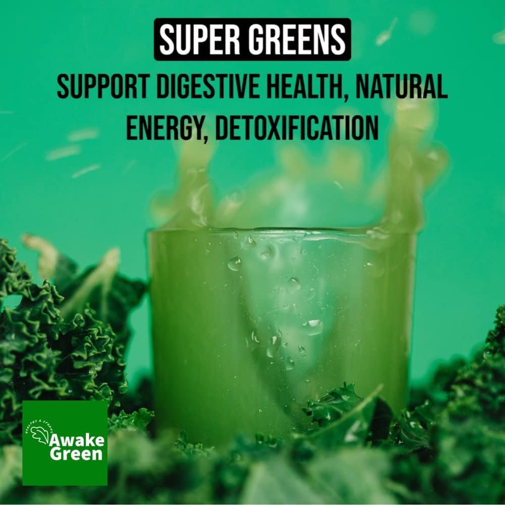 Organic Super Greens Powder for Digestive & Bloating Relief - USDA Certified Vegan Supplement - Spirulina, Wheat Grass, Barley - Probiotics & Enzymes for Gut Health - 20+ Whole Foods
