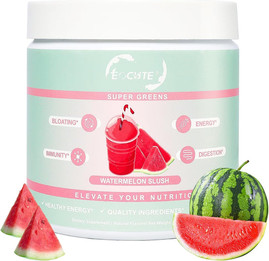 Organic Super Greens Powder for Women - Immune Support, Gut Health, Digestion, Antioxidants - Spirulina & Chlorella Blend, Watermelon Flavor - 8.7oz