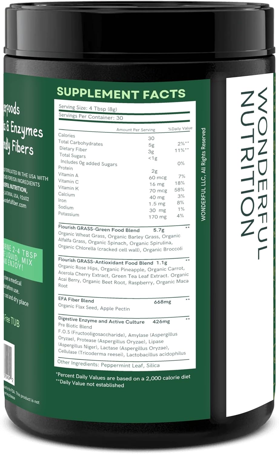 Organic Super Greens Powder Mix with Chlorella, Spirulina, Beetroot, Enzymes & Probiotics - Original Flavor (30 Servings)