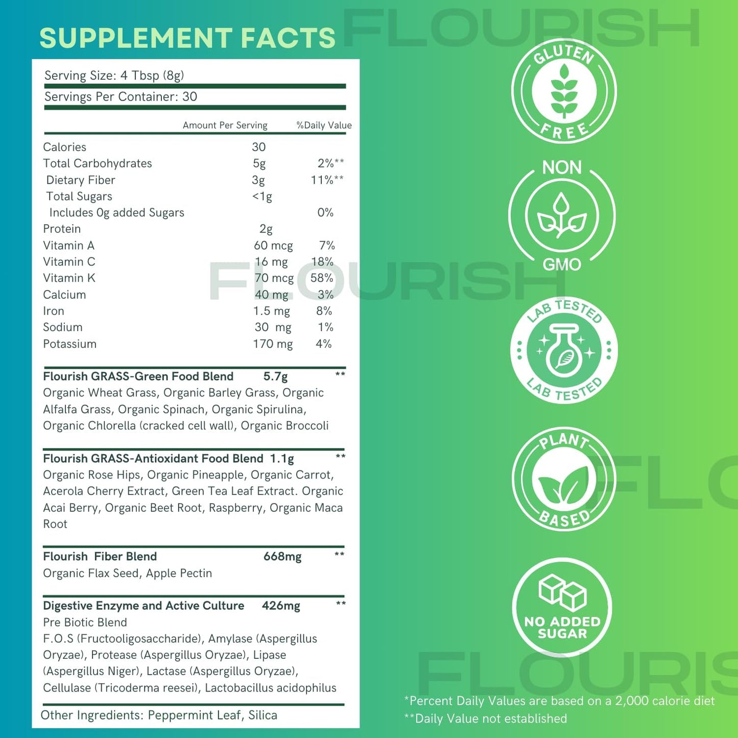 Organic Super Greens Powder Mix with Chlorella, Spirulina, Beetroot, Enzymes & Probiotics - Original Flavor (30 Servings)