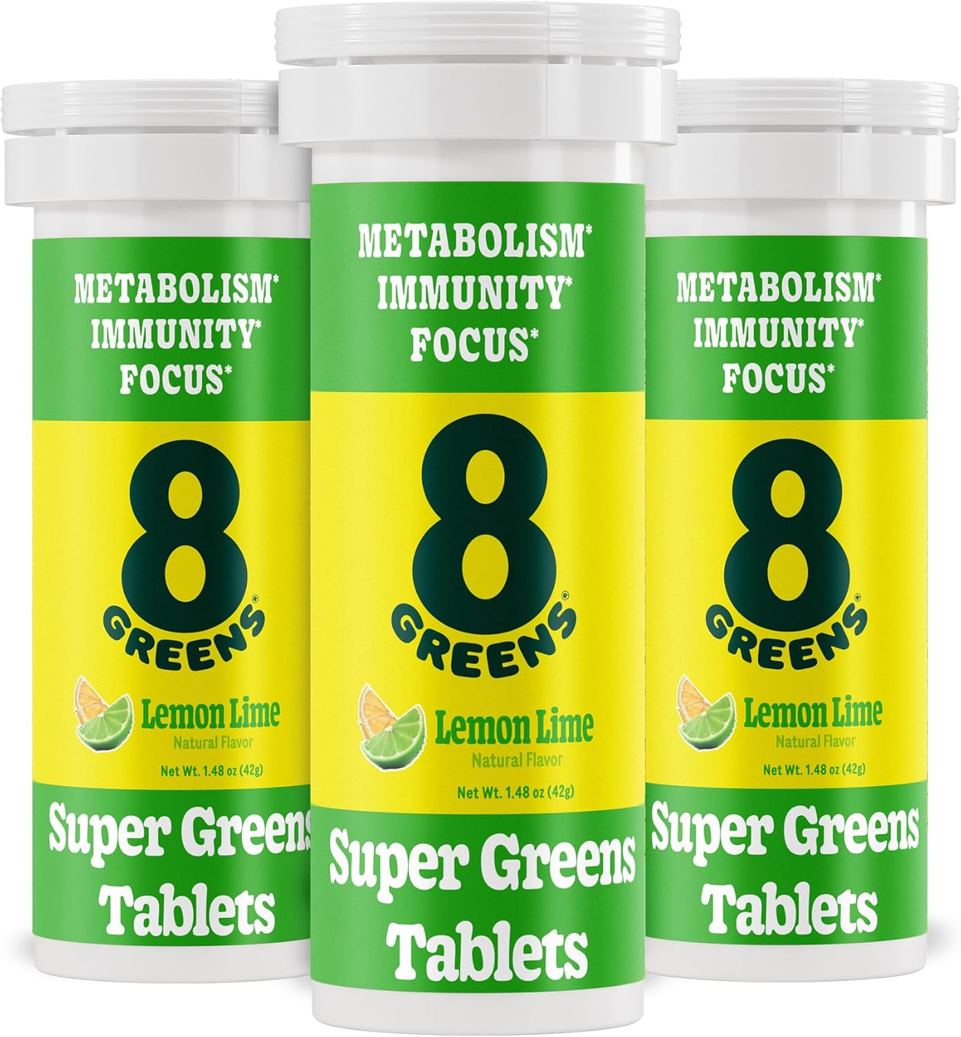 Organic Super Greens Powder Tablets for Metabolism, Immunity, and Focus - 30 Servings of Daily Greens Effervescent Tablet with Aloe Vera, Spirulina, Chlorella, Lemon Lime