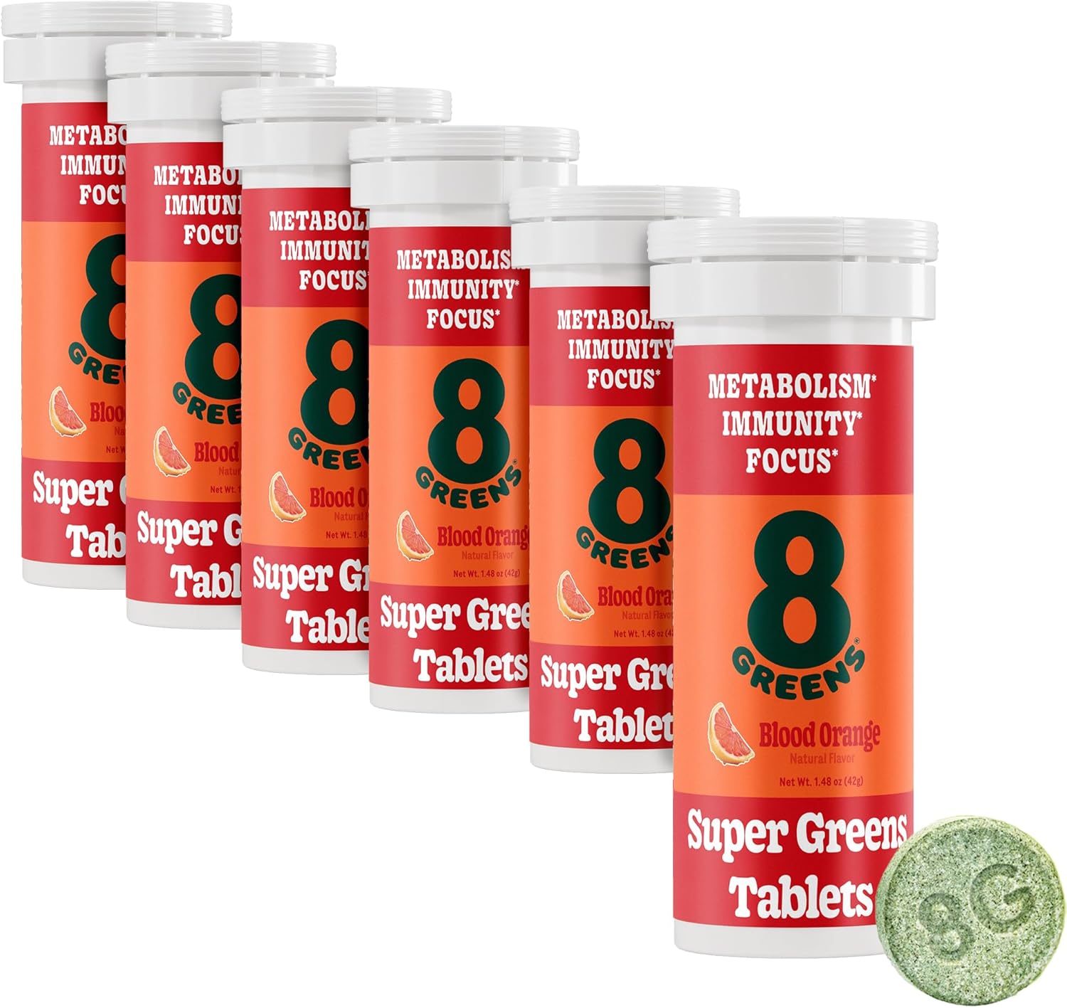 Organic Super Greens Powder Tablets for Metabolism, Immunity & Focus - 60 Servings