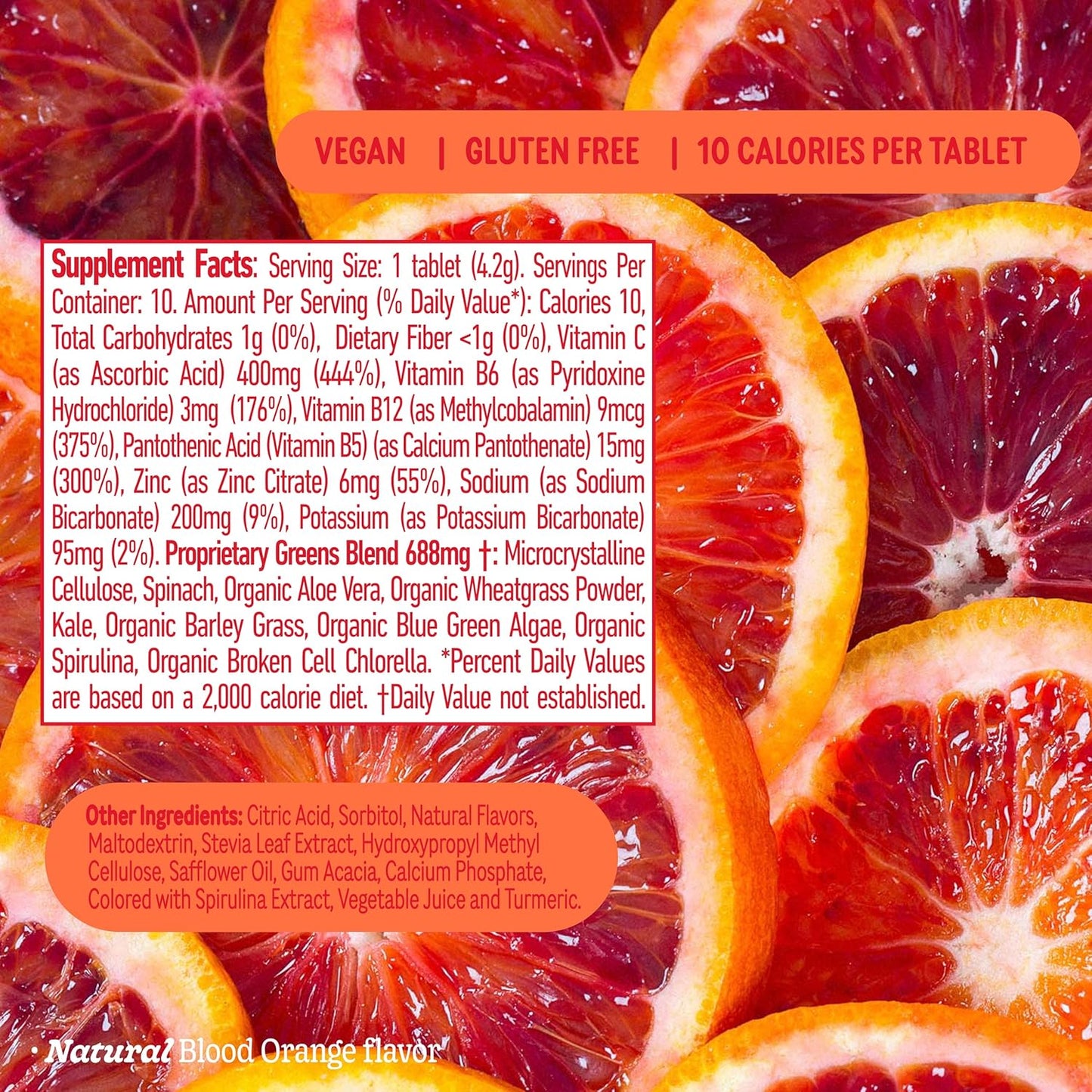 Organic Super Greens Powder Tablets for Metabolism, Immunity & Focus - 60 Servings