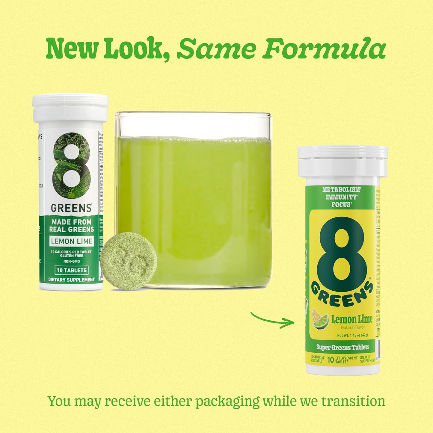 Organic Super Greens Powder Tablets for Metabolism, Immunity, and Focus - 30 Servings of Daily Greens Effervescent Tablet with Aloe Vera, Spirulina, Chlorella, Lemon Lime