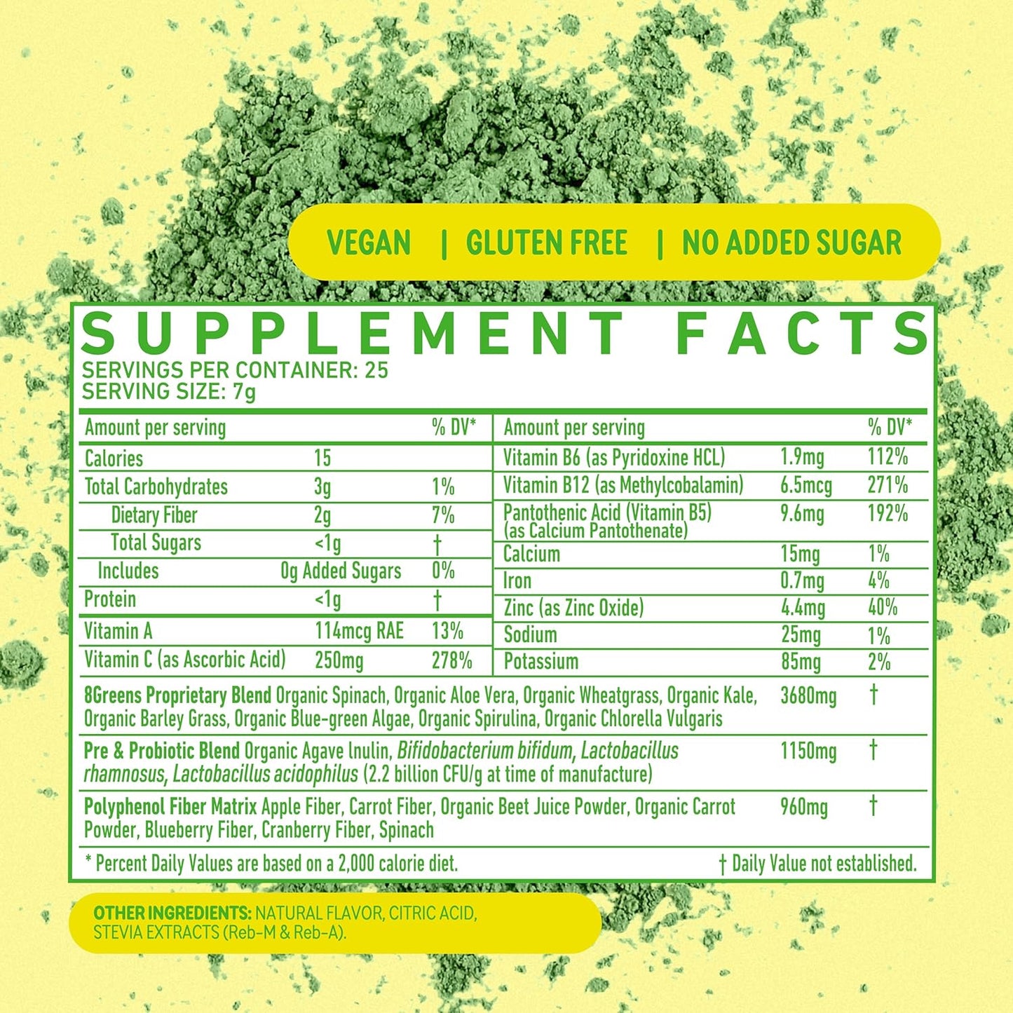 Organic Super Greens Powder with Prebiotic & Probiotic Blend for Gut Health - 25 Servings, Metabolism & Debloating Support