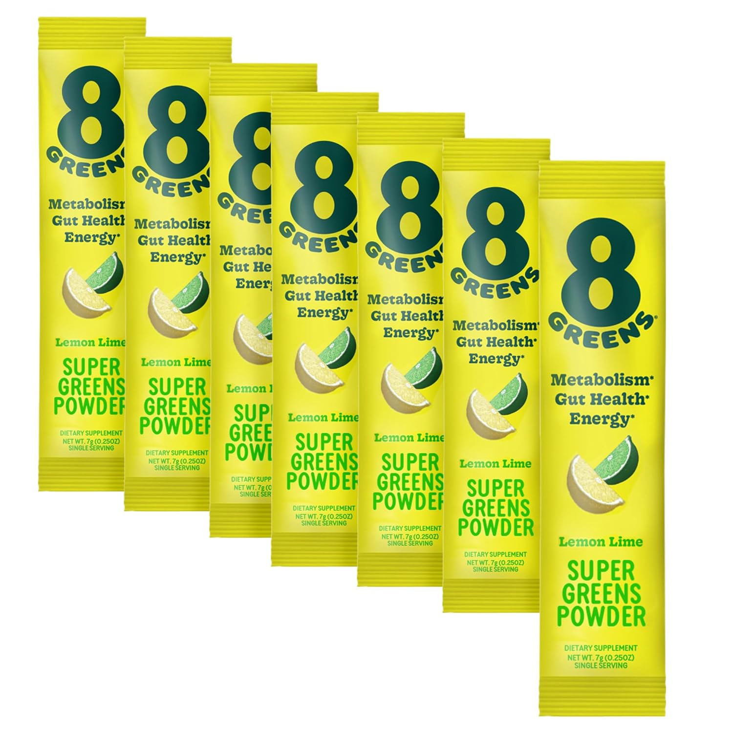 Organic Super Greens Powder with Prebiotics & Probiotics for Gut Health, Metabolism, Debloating - Spirulina, Chlorella, Lemon Lime 7 Servings