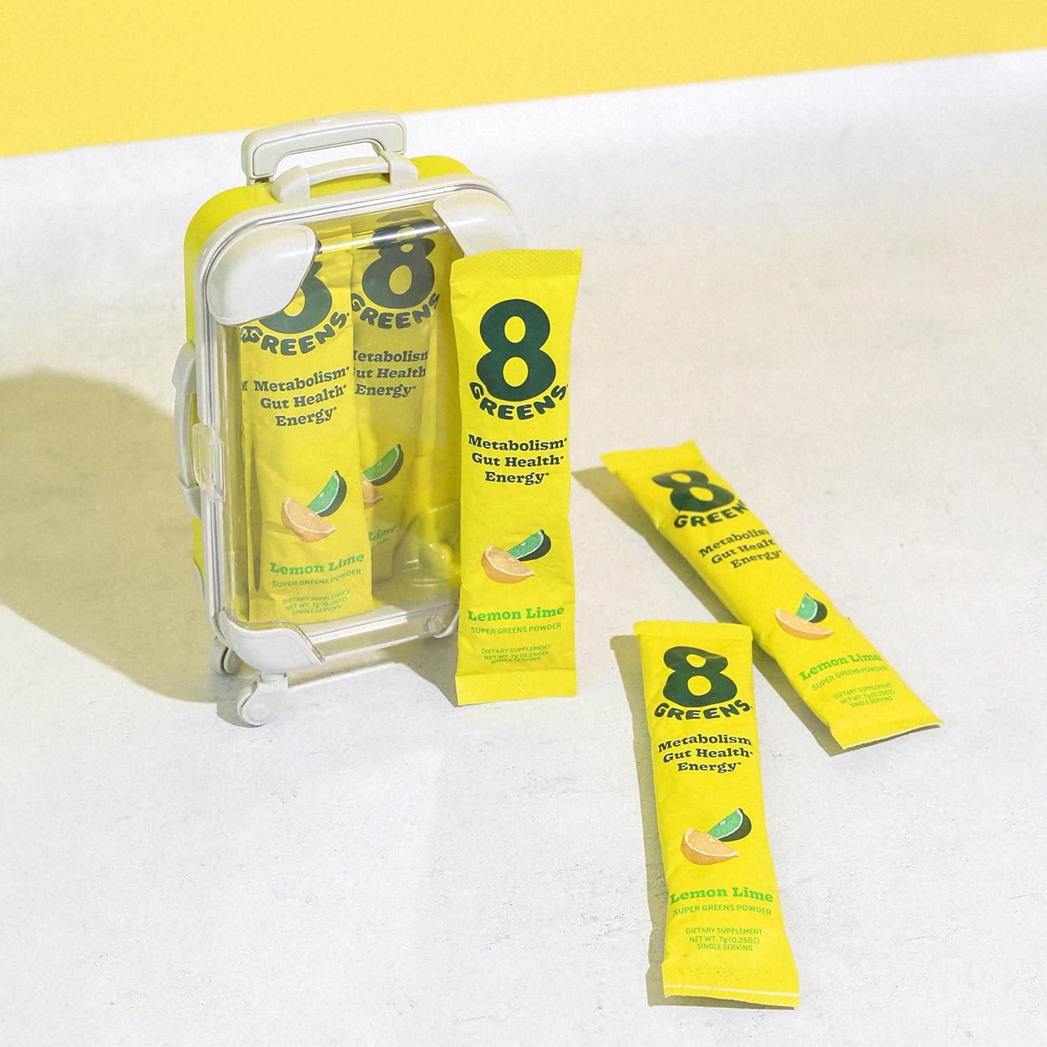 Organic Super Greens Powder with Prebiotics & Probiotics for Gut Health, Metabolism, Debloating - Spirulina, Chlorella, Lemon Lime 7 Servings