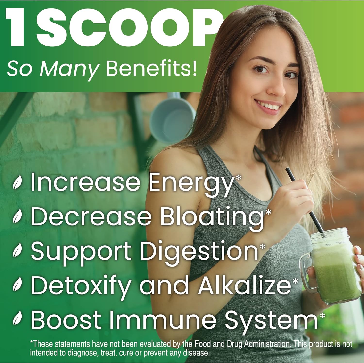 Organic Super Greens Powder with Probiotics & Enzymes - Spirulina & Chlorella Juice Mix