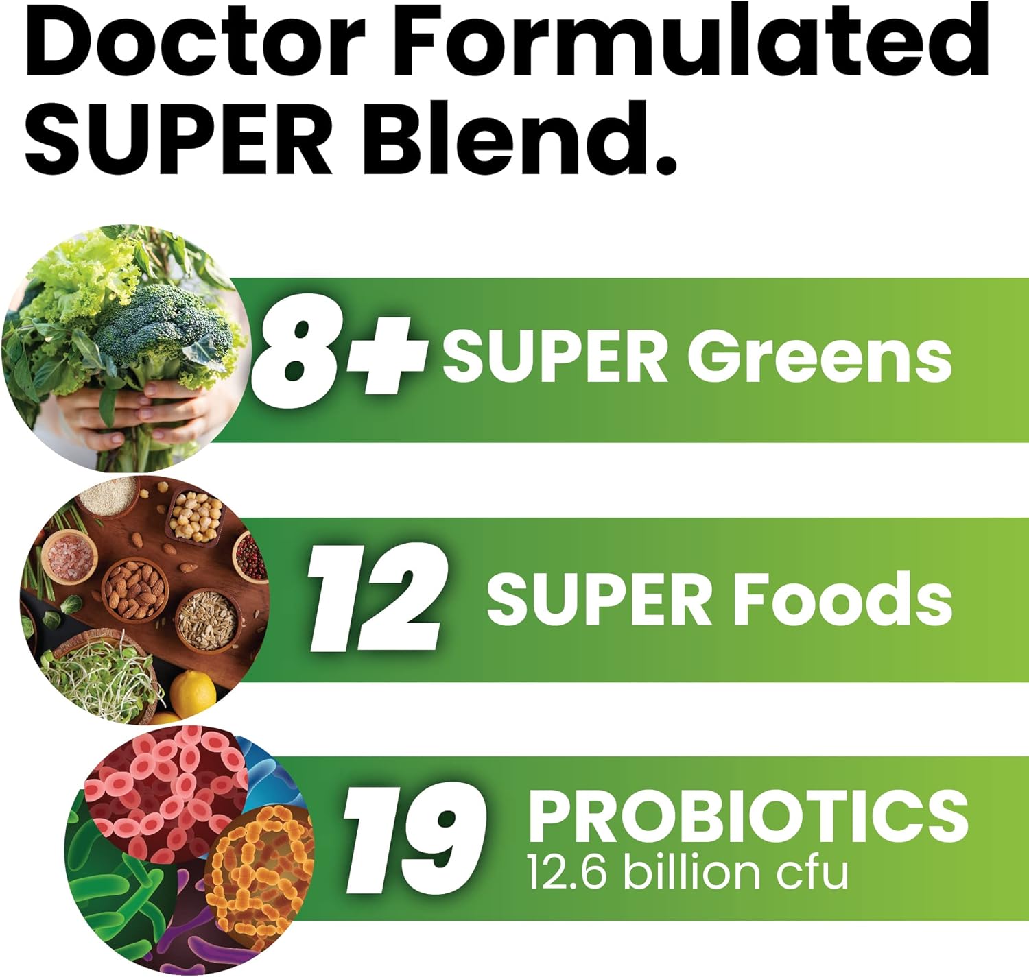 Organic Super Greens Powder with Probiotics & Enzymes - Spirulina & Chlorella Juice Mix