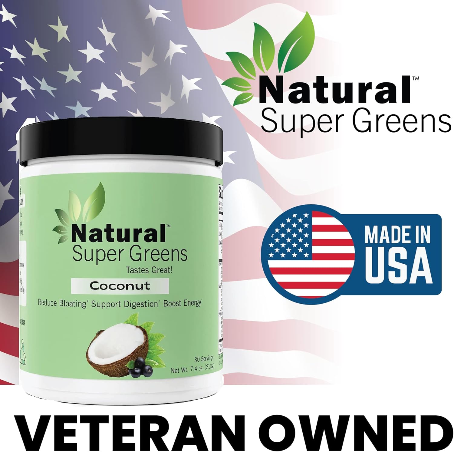Organic Super Greens Powder with Probiotics & Enzymes - Spirulina & Chlorella Juice Mix