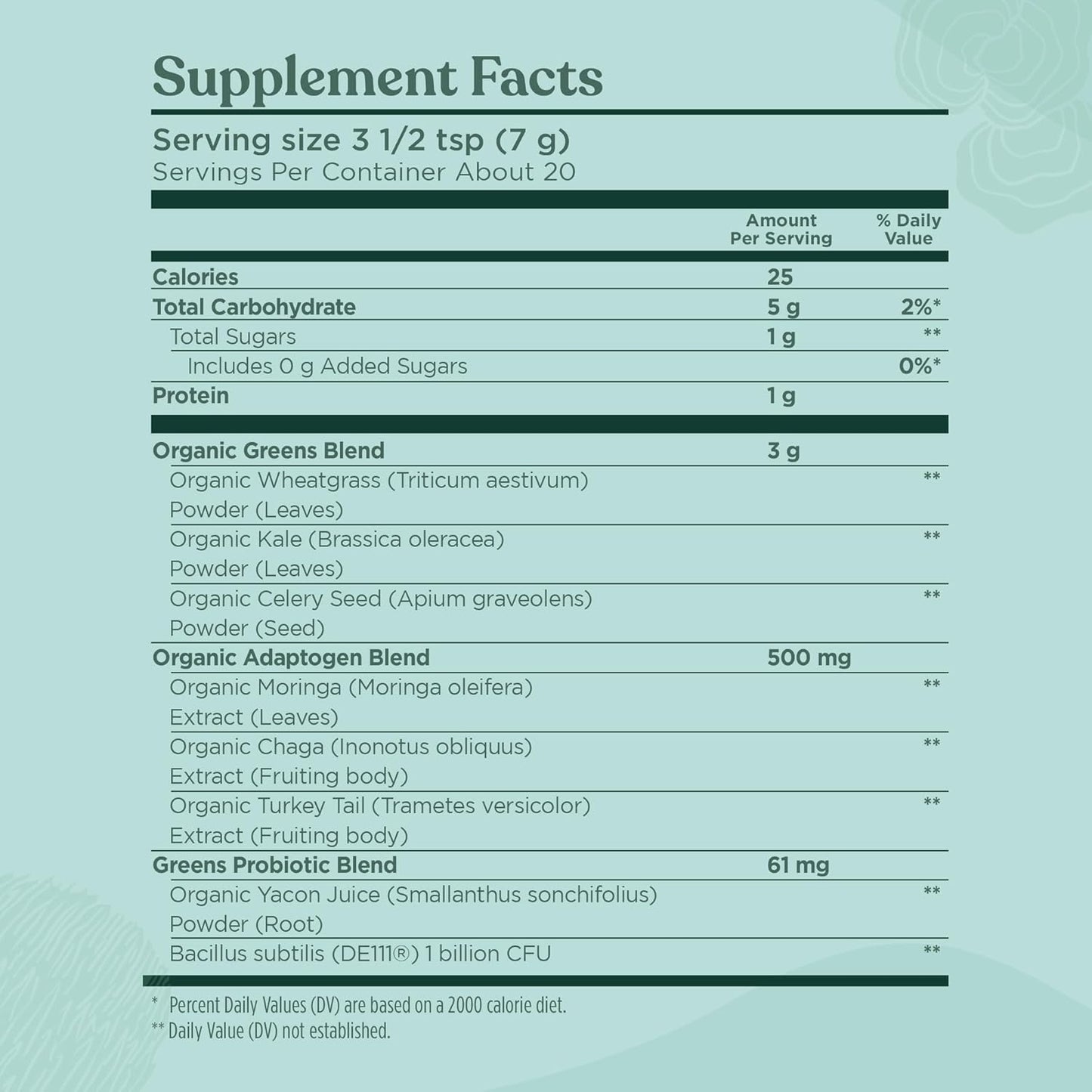 Organic Super Greens Powder with Probiotics & Prebiotics - 4.94 oz.