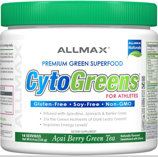 Organic Super Greens Powder with Spirulina, Spinach & Barley Grass - 125g Vegan Supplement for Immune Health and Digestion by ALLMAX Nutrition