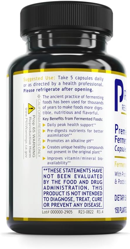 Organic Super Greens Probiotic Supplement - Fermented Greens with Chlorella, Spinach, & More - 150 Capsules