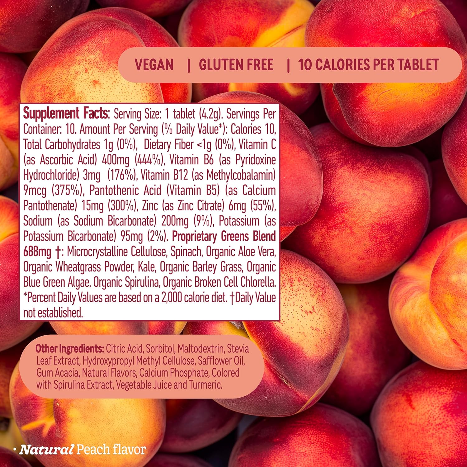 Organic Super Greens Tablet for Metabolism, Immunity & Focus | Effervescent Superfood Powder with Aloe Vera, Spirulina, Chlorella | 10 Servings