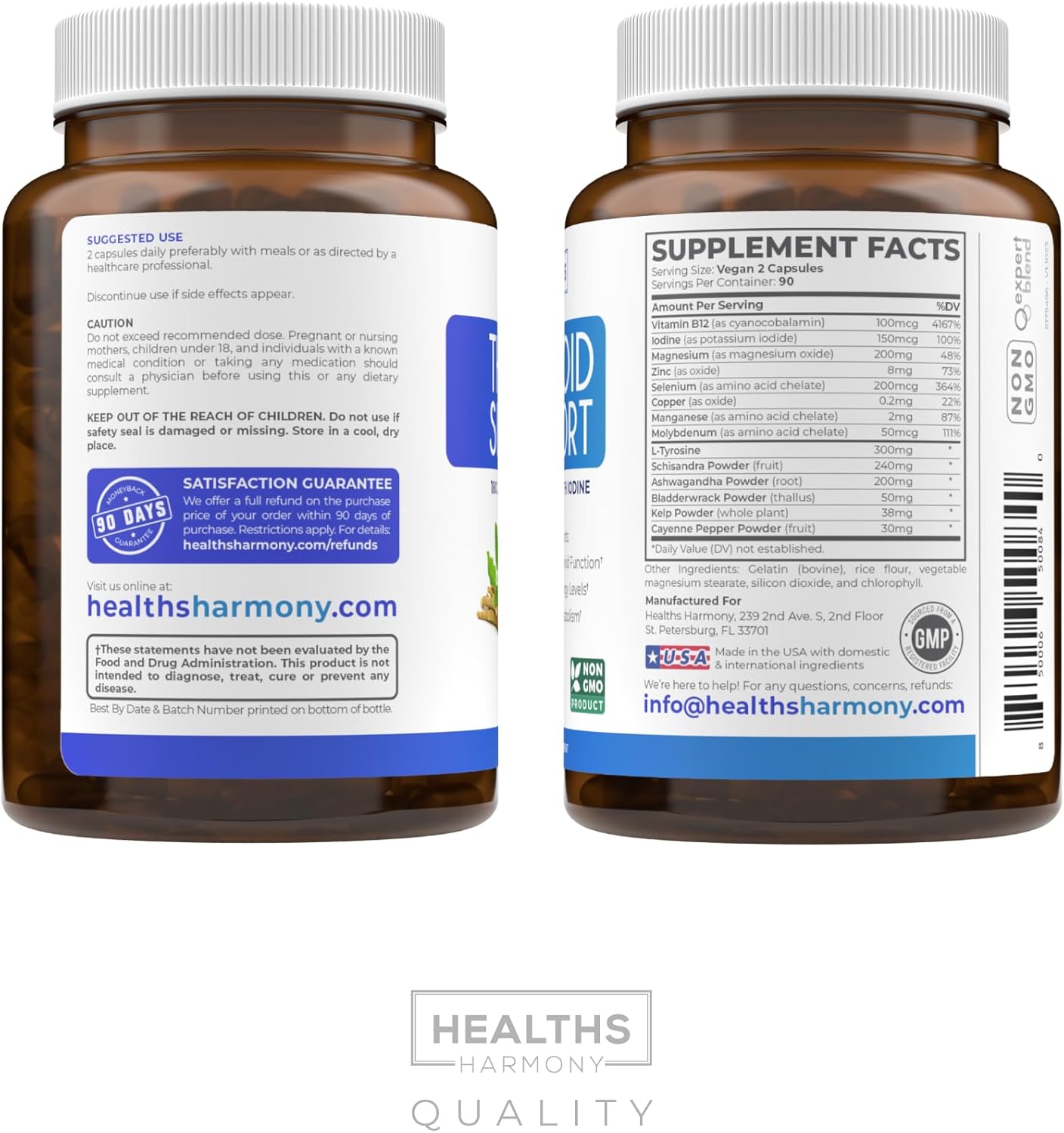 Organic Super Greens & Thyroid Support Bundle - 3-Month Supply for Men and Women - Complete Superfood Powder and Thyroid Vitality Capsules (Non-GMO)