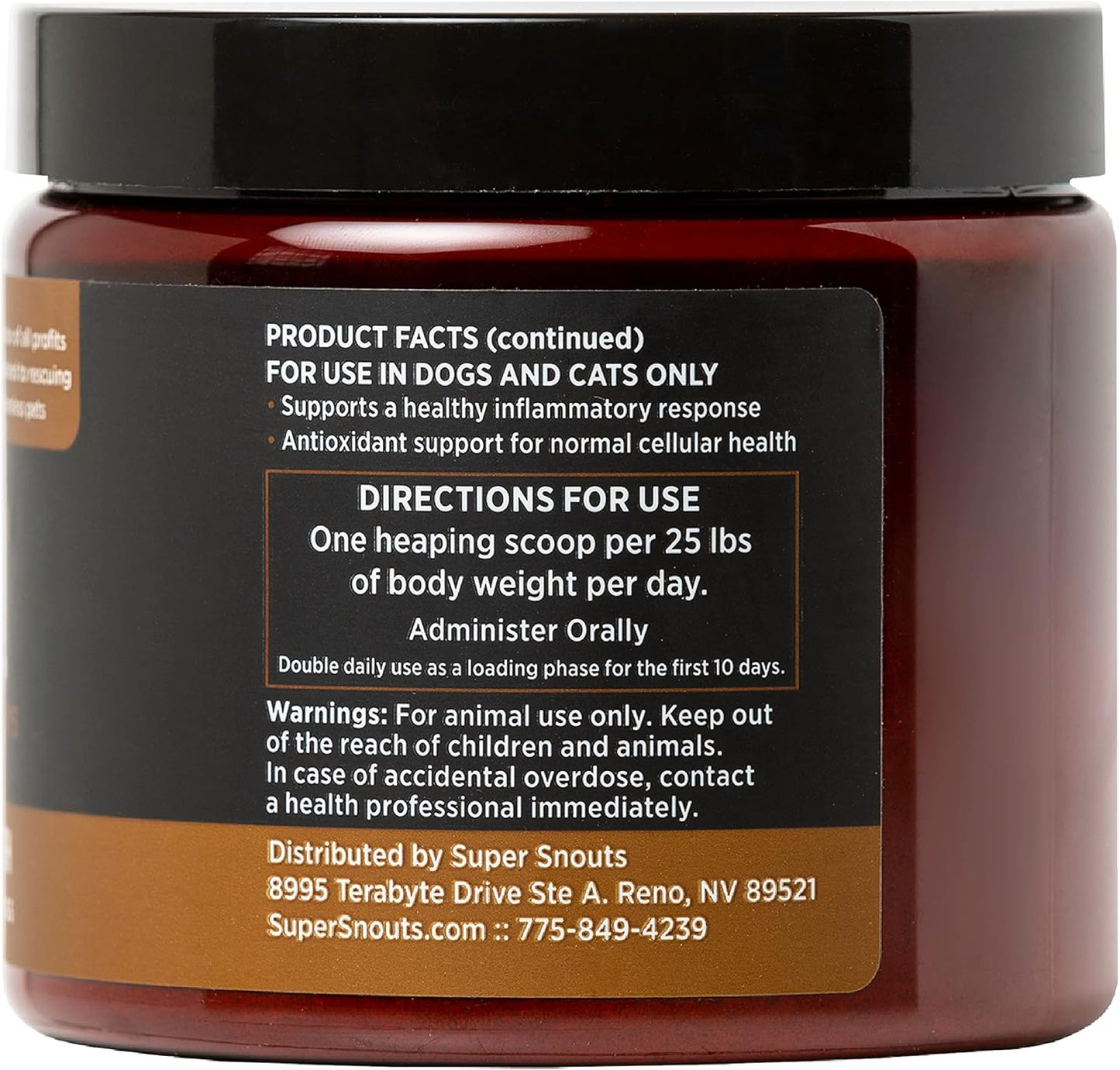 Organic Super Snouts Turkey Tail Mushroom Supplement Powder for Dogs & Cats - 2.64 oz, Made in USA, Antioxidant, Inflammation, Immune Support