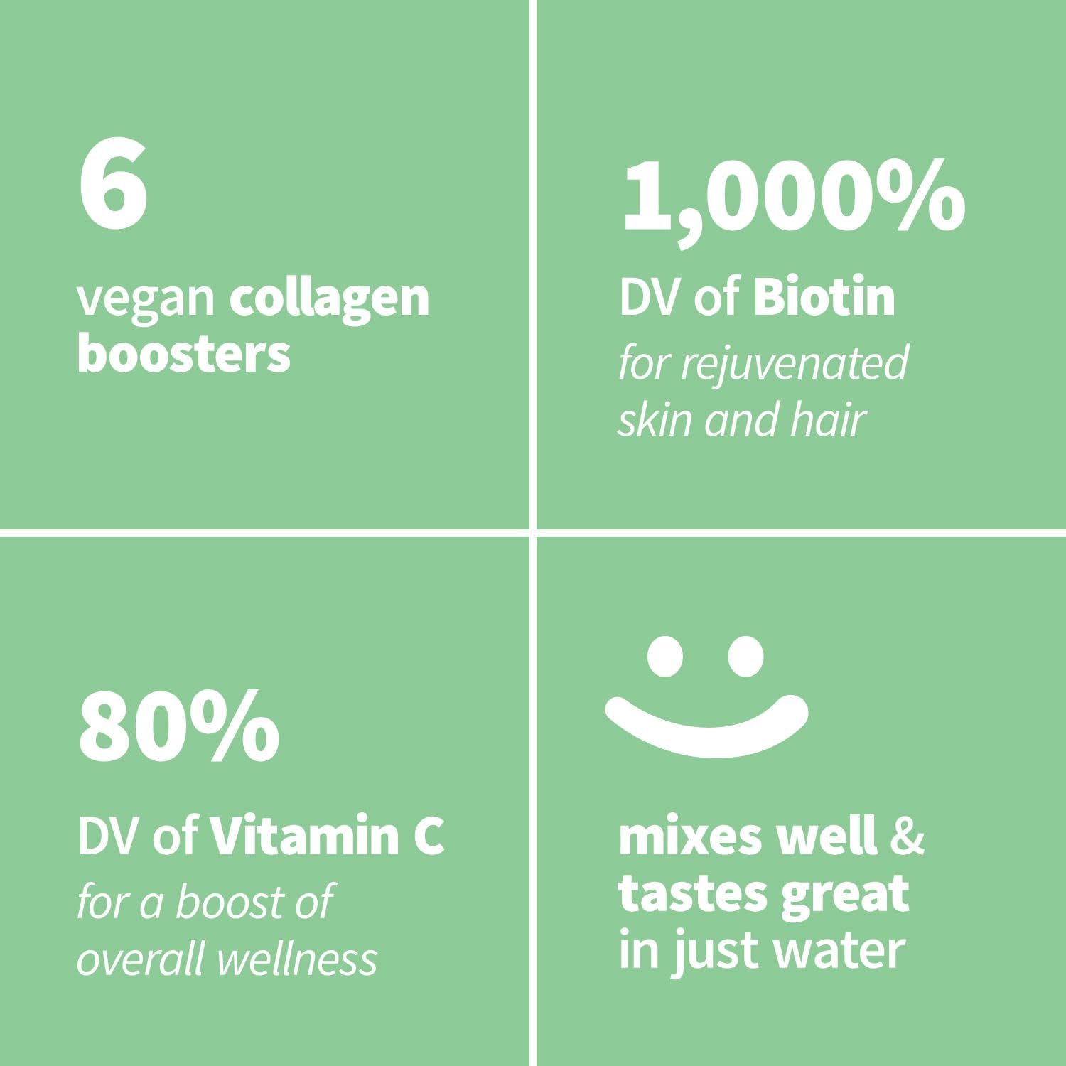 Organic Superfood Beauty Powder Drink Mix with Adaptogens for Hair, Skin & Nails Support - Vegan Collagen Boost, Biotin, Silica, Vitamin C - Super Berry Flavor - 25 Servings