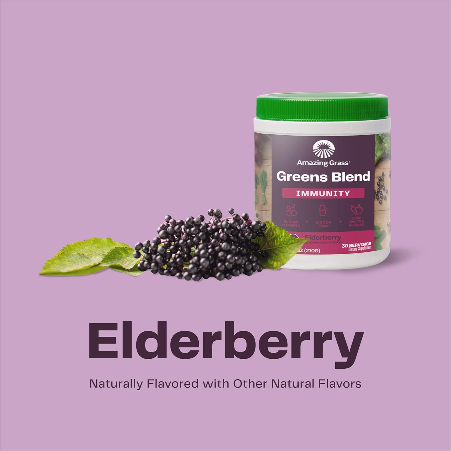 Organic Superfood Greens Powder with Immune Support for Digestive Health - 30 Servings