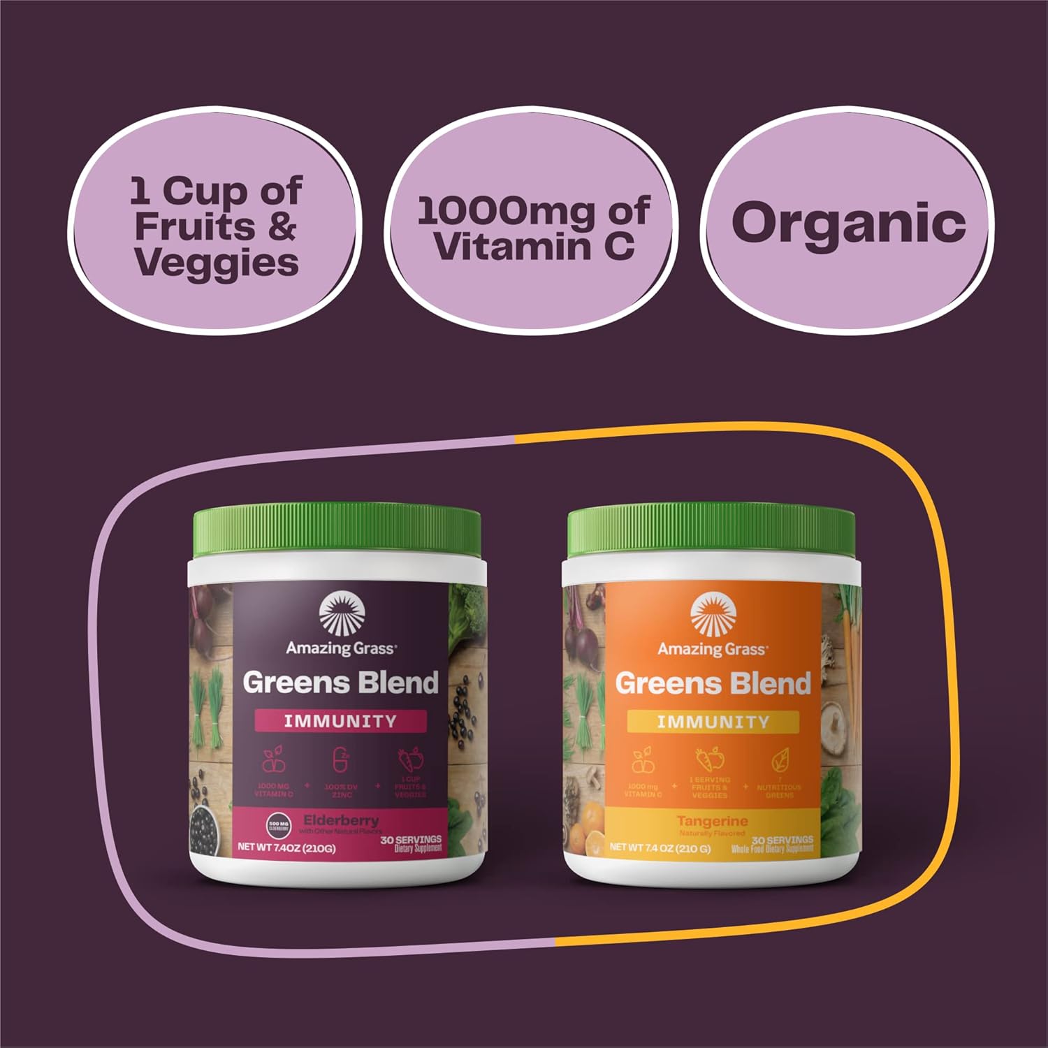 Organic Superfood Greens Powder with Immune Support for Digestive Health - 30 Servings