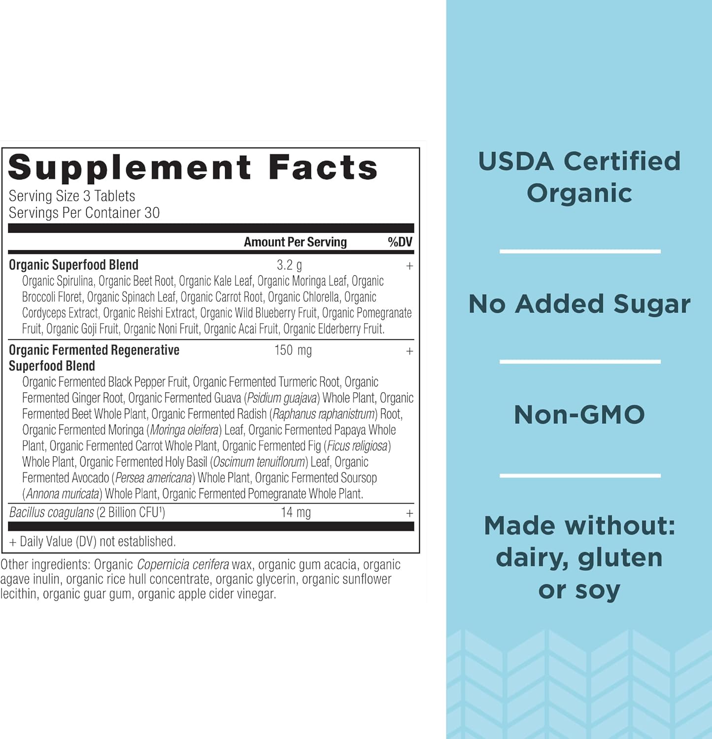 Organic Superfood Tablets with Probiotics, Ancient Nutrition Super Greens, Spirulina, Chlorella, Moringa, 90 Count