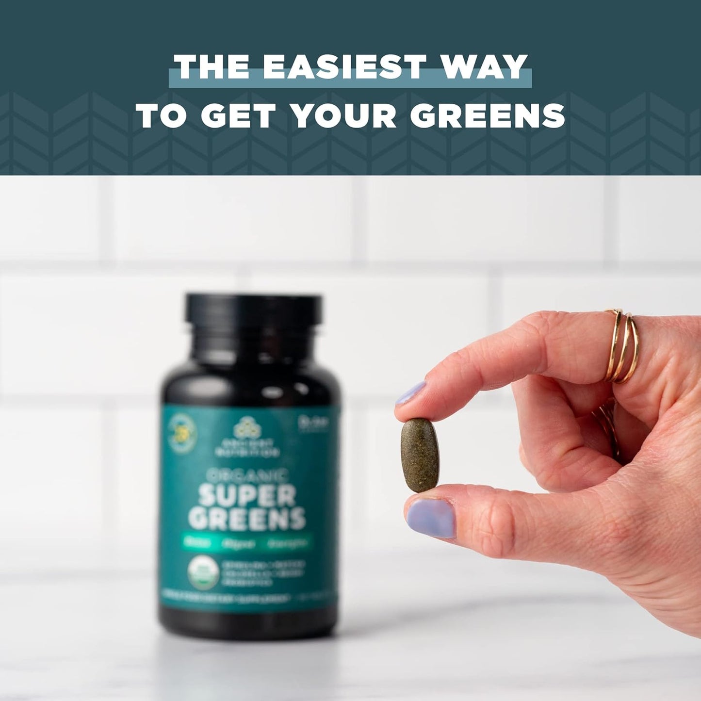 Organic Superfood Tablets with Probiotics, Ancient Nutrition Super Greens, Spirulina, Chlorella, Moringa, 90 Count