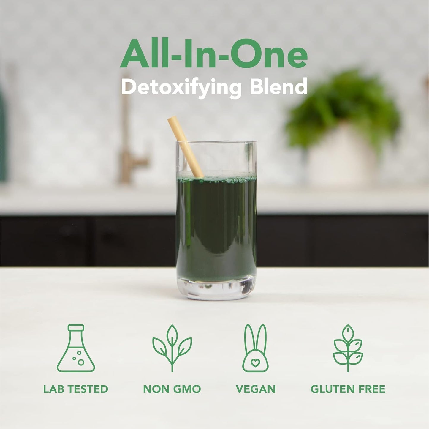 Organic Superfood Wild Greens Powder with Spirulina, Chlorella, Ashwagandha, Maca Root & Reishi Mushroom - Adaptogen Boost - 20 Servings