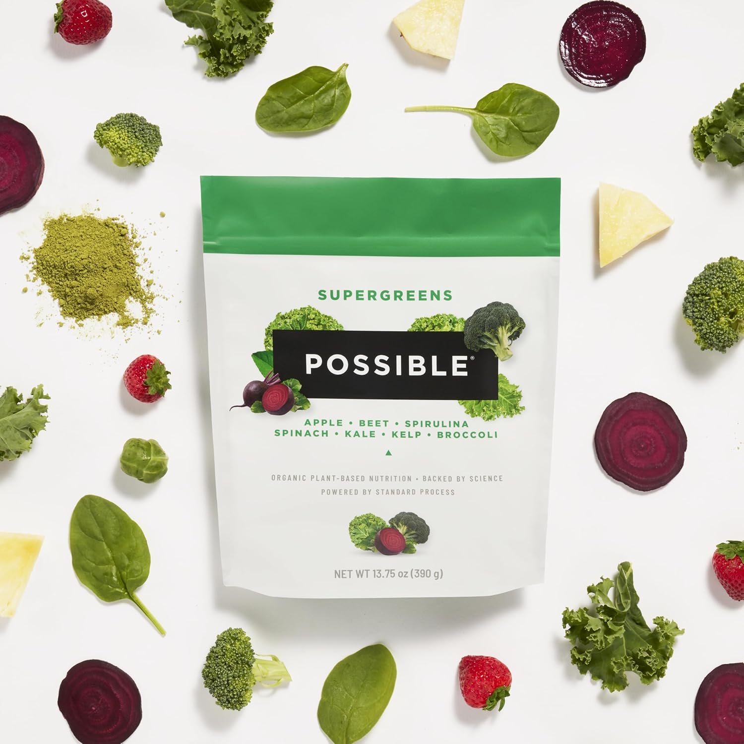 Organic SuperGreens Powder Mix with 23 Whole Food Ingredients - Vegan, Plant-Based, Gluten-Free - Clean Label, 30 Servings