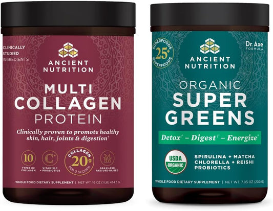 Organic SuperGreens Powder & Multi Collagen Protein Bundle - 70 Servings