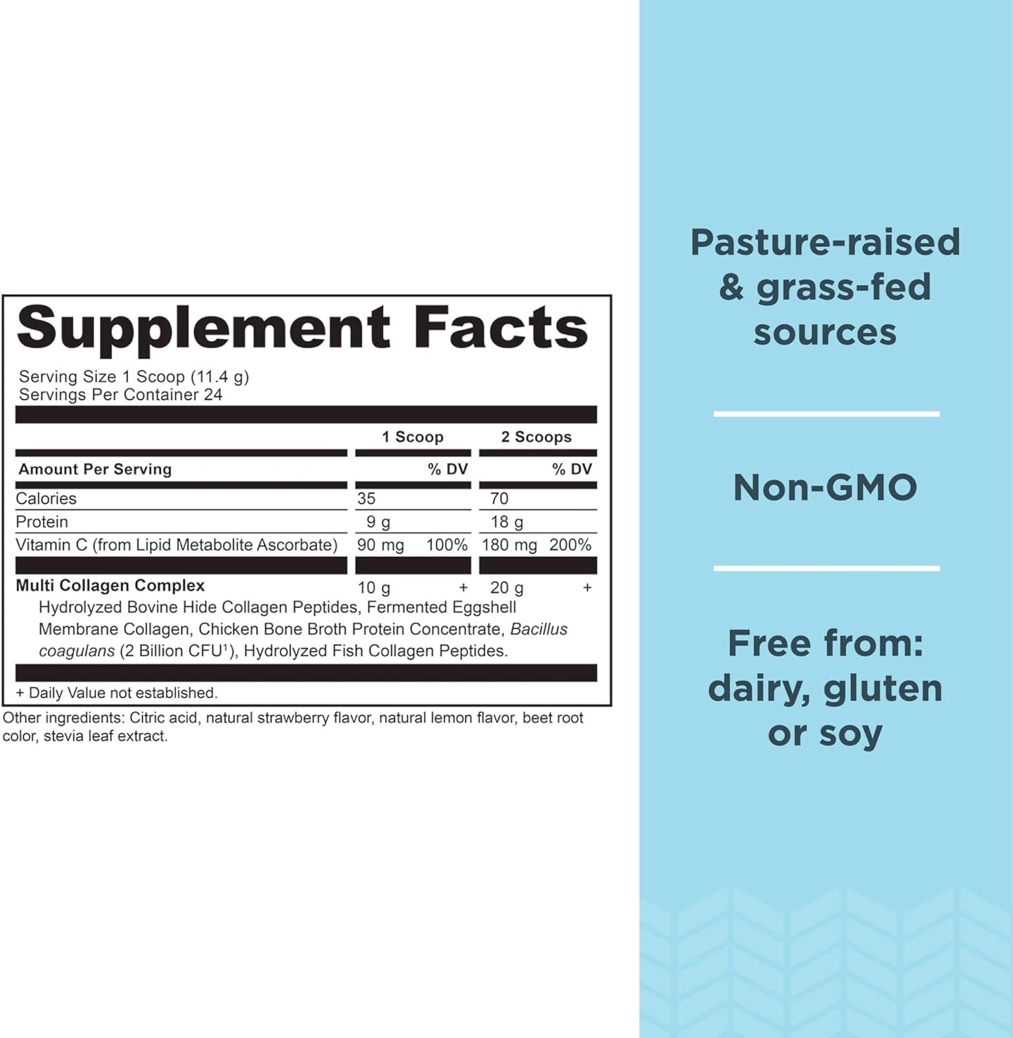 Organic Supergreens Powder & Multi Collagen Protein Bundle - Greens & Strawberry Lemonade Flavors, 25 + 24 Servings