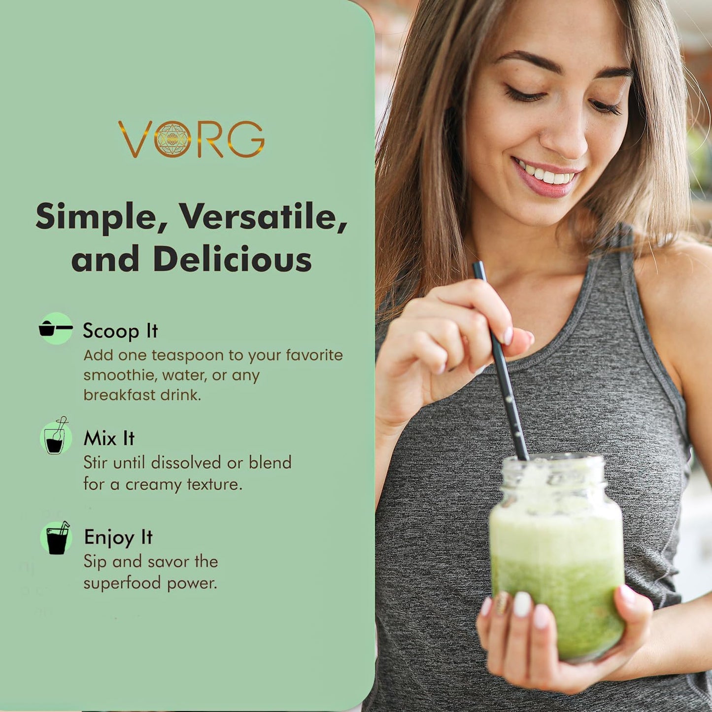 Organic SuperGreens Powder with Chlorella, Barley Grass, Moringa, Spirulina, Wheatgrass - Probiotics & Enzymes for Energy & Gut Health
