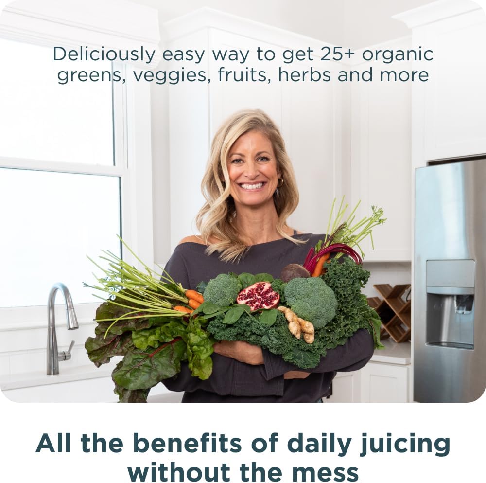 Organic SuperGreens Powder with Probiotics, Real Fruits and Vegetables, Digestive and Energy Support, 12 Servings