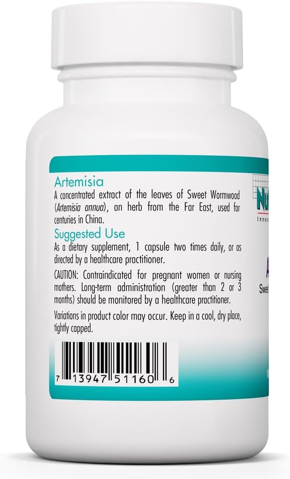 Organic Sweet Wormwood Herb Extract 500mg Supplement - 100 Vegetarian Capsules by Nutricology Artemisia