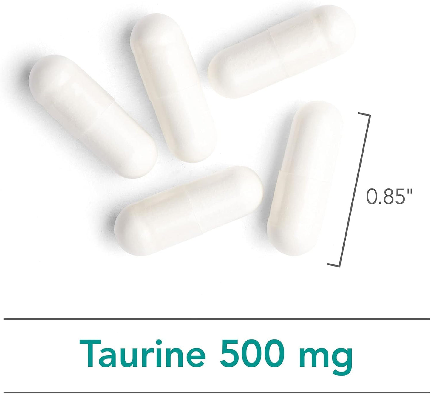 Organic Taurine 500mg Capsules - Cardiovascular Support Supplement, Free Form Amino Acid for Vegetarians - 100 Count