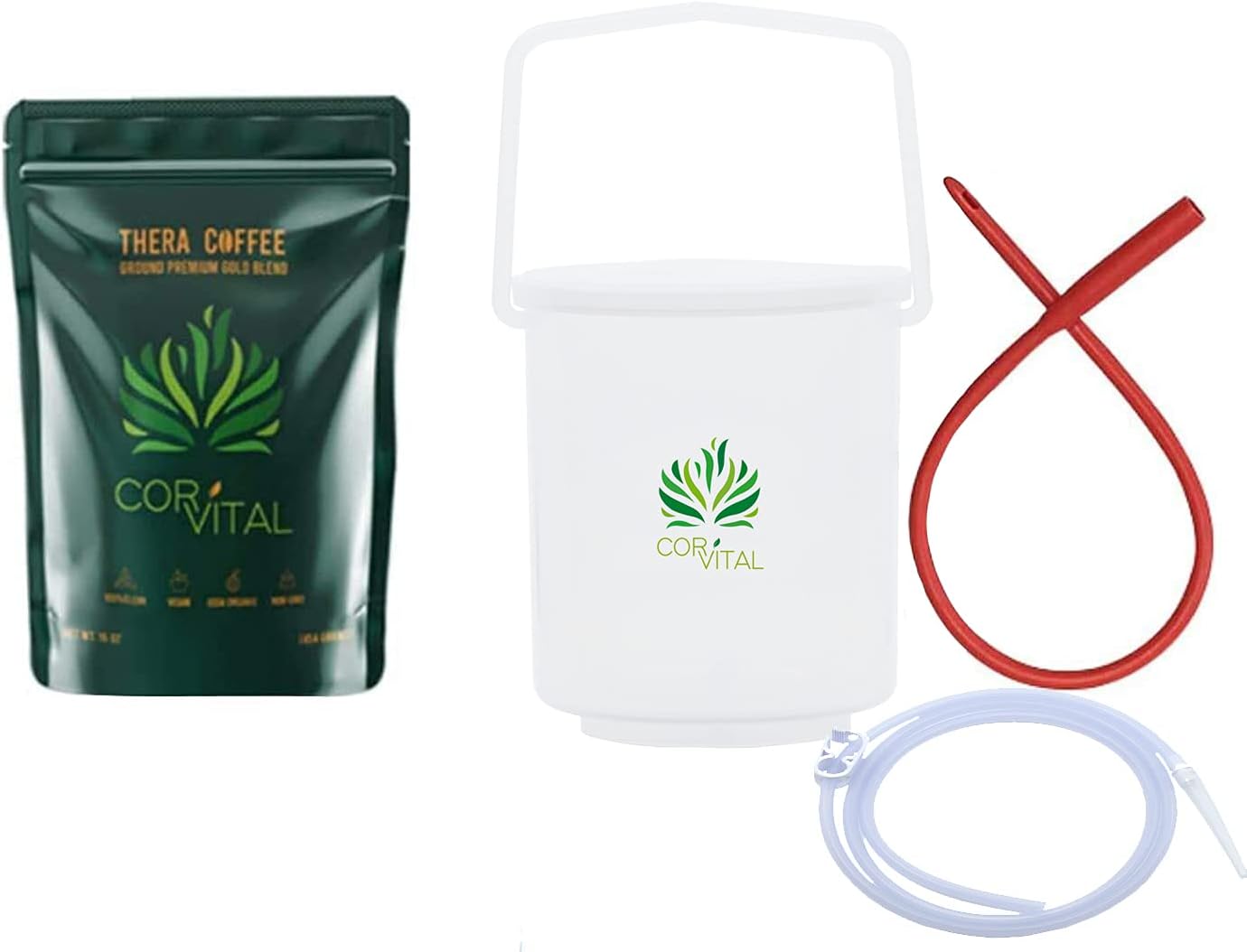 Organic Therapy Roast Coffee Enema Kit for Colon Cleansing - Gerson Approved Home Enema Bucket Kit with 1 LB Enema Coffee - Detox Cleanse Solution